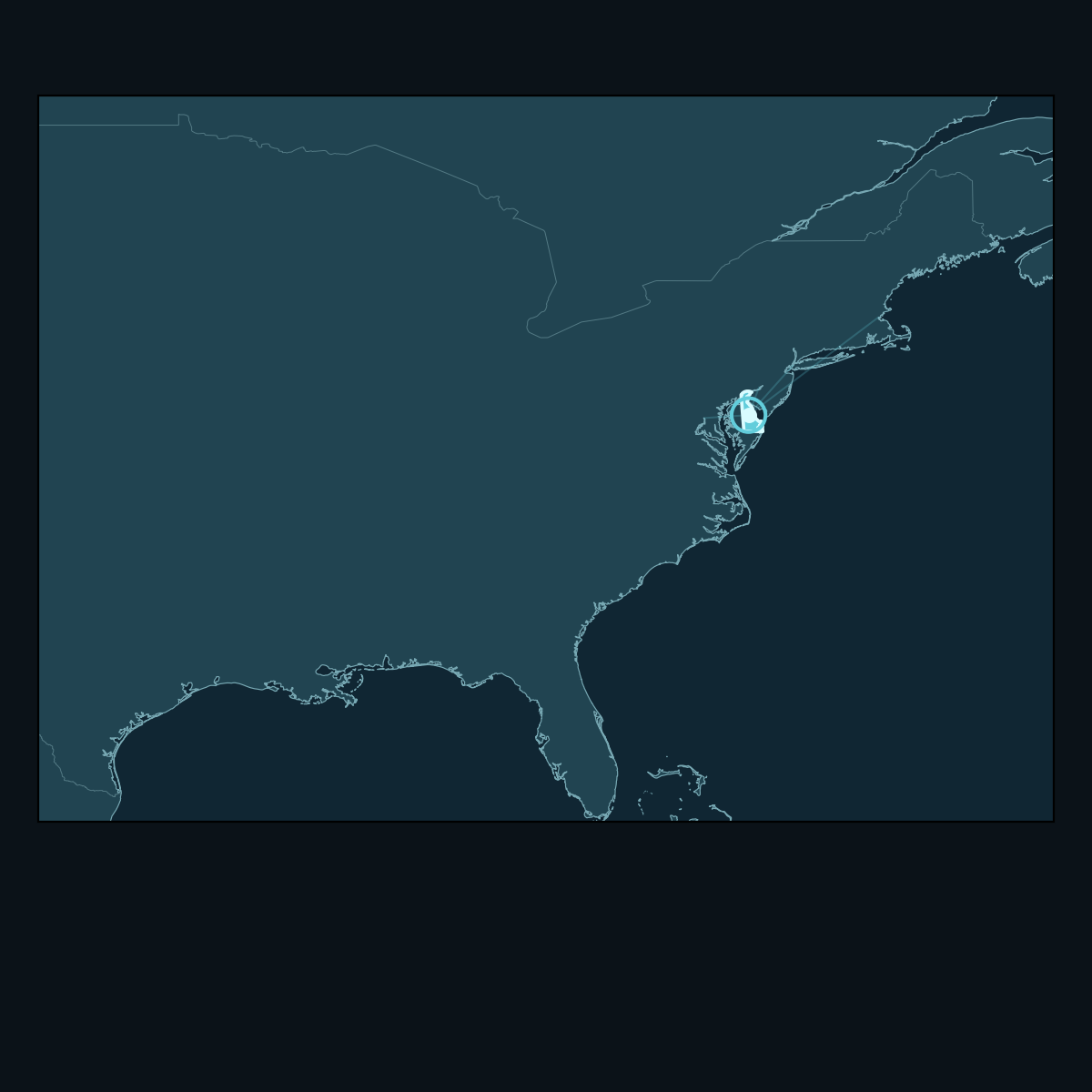 Regional map highlighting Delaware within its wider geographic context