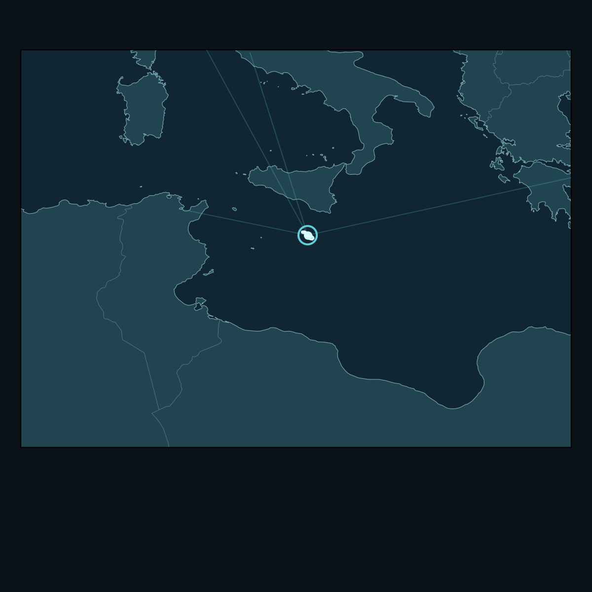 Regional map highlighting Malta within its wider geographic context